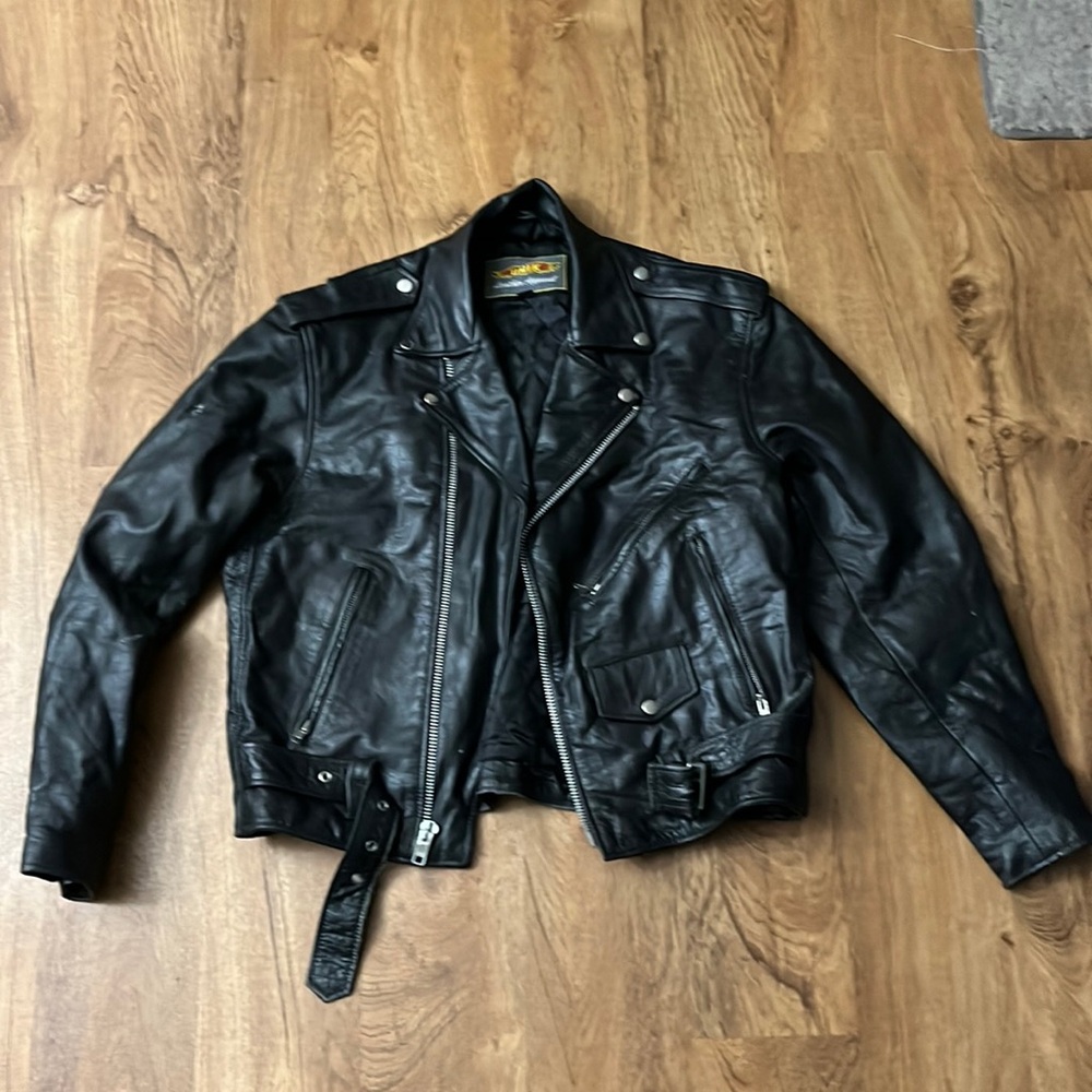 Vintage Unik Men’s Black Leather Jacket size 44